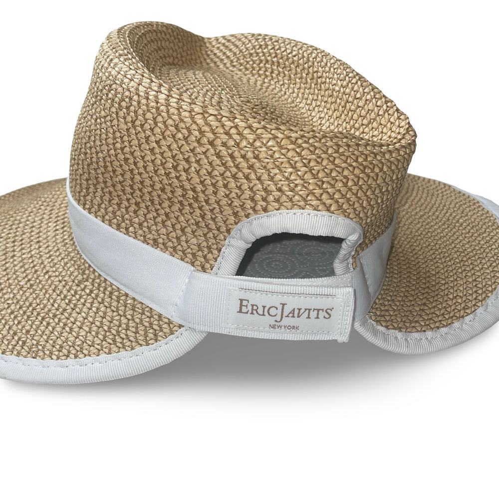 Eric Javits Sun Crest Hybrid Fedora Visor Peanut White Squishee Straw Hat - Picture 2 of 11